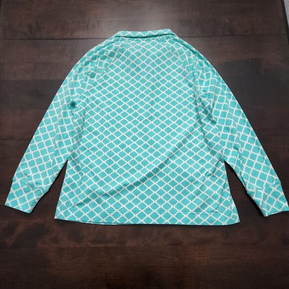 NWT Pappagallo Tropical Quatrafoil Quarter Zip Mint Puloover Size Medium - Picture 5 of 5